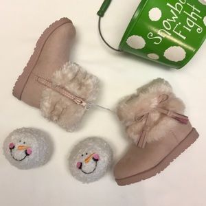 Teagan Blush Toddler Boots With Faux Fur